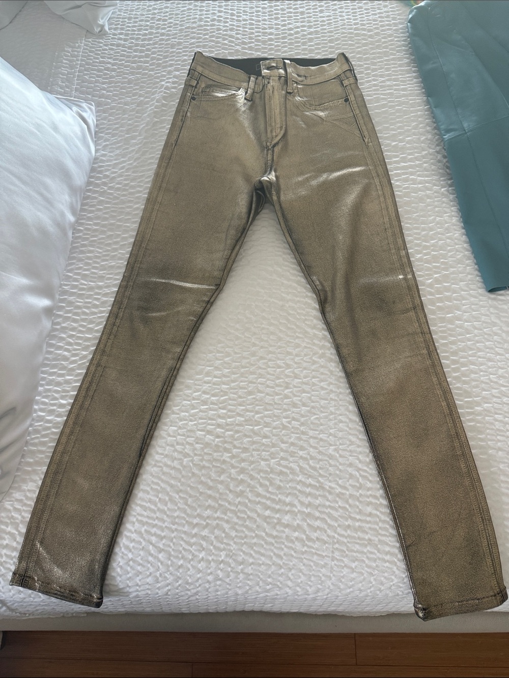 BCBGMaxAzria Metallic Gold Skinny Jeans